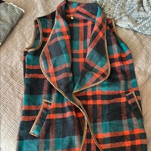 Plaid Sleeveless Women's Jacket